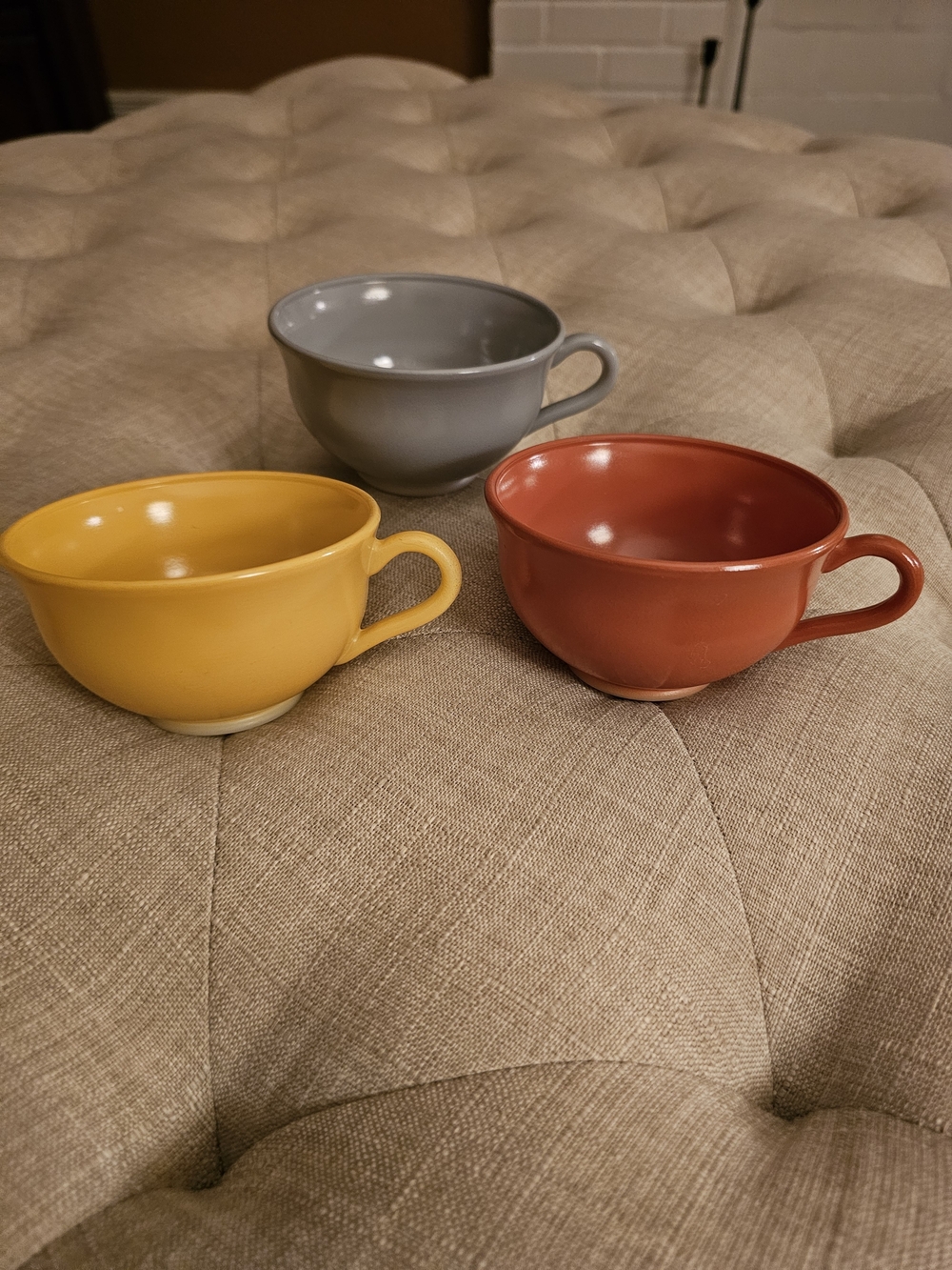 Vintage Hazel-Atlas "Ovide" Platonite Cups / Mugs - Set of 3 (MCM Retro Colors)